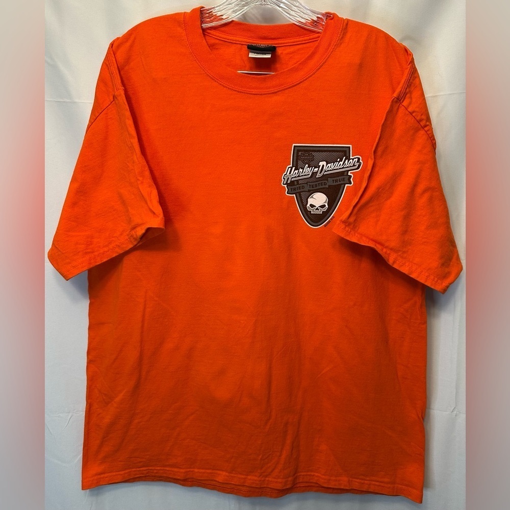 Harley Davidson T-Shirt Mens‎ XL Orange Rice Lake, Wisconsin Perfect Condition